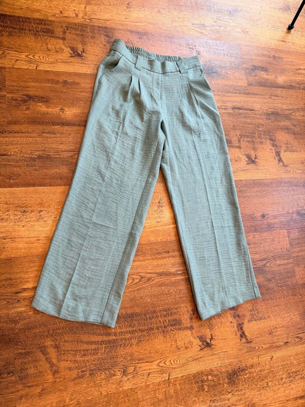 Jules & Leopold Sage Green Pleated Elastic Waist Wide Leg Pants Size XS
